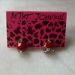 New Betsey Johnson Red and Silver Apple Earrings‎